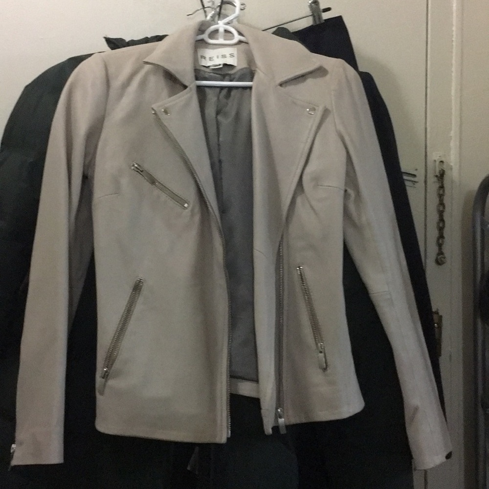 EUC Reiss leather jacket in lavender gray